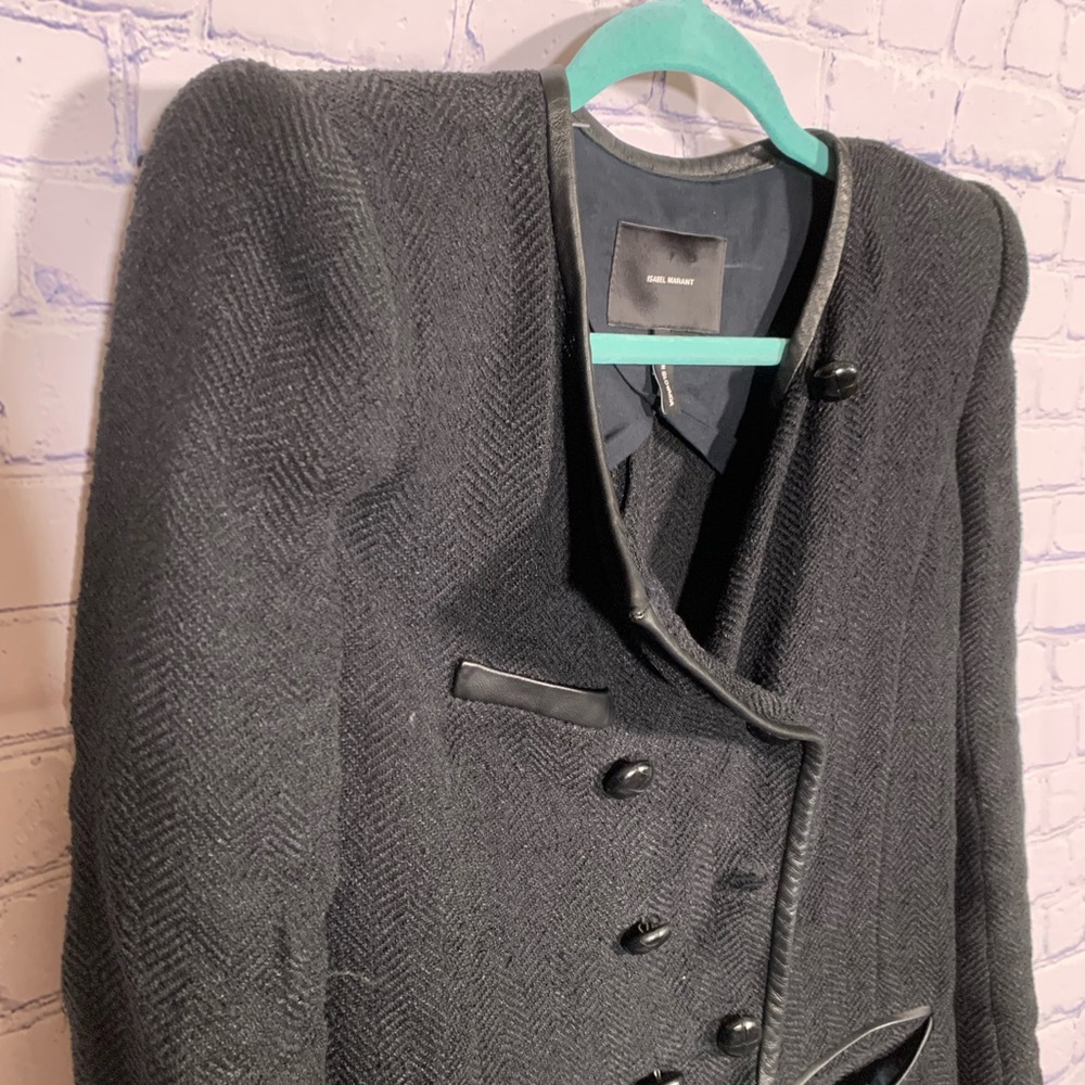 Isabel Marant Womens Etoile Tweed Herringbone Linen Blend Blazer Jacket Size 6 - Picture 4 of 10